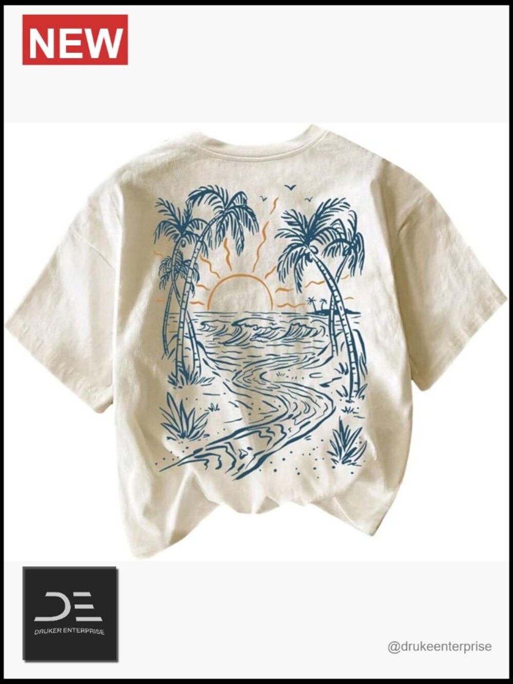 Tropical Print Short Sleeve T-Shirt Crew Neck Summer Tee Top